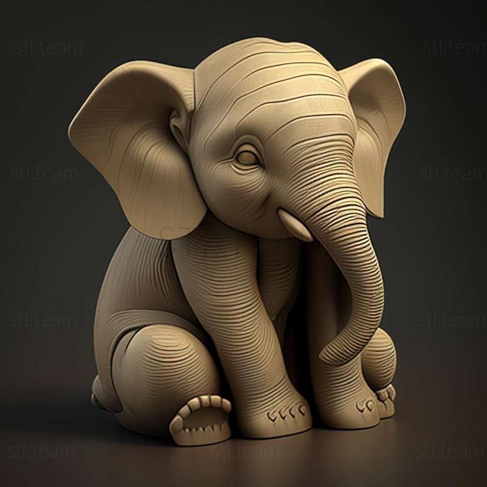 3D model Motti baby elephant famous animal (STL)